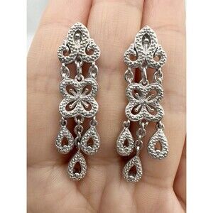 Karis 925 Sterling Silver Genuine Diamond Chandelier Bridal Earrings